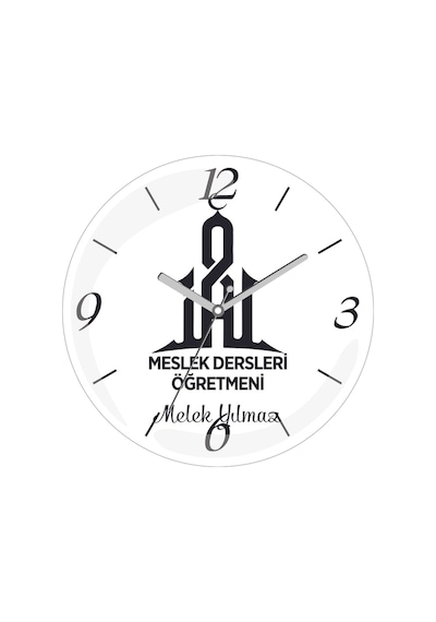Kişiye Özel Meslek Dersleri Öğretmeni Hat Cami Çap 30 Bombeli Gerçek Cam Duvar Saati Siyah