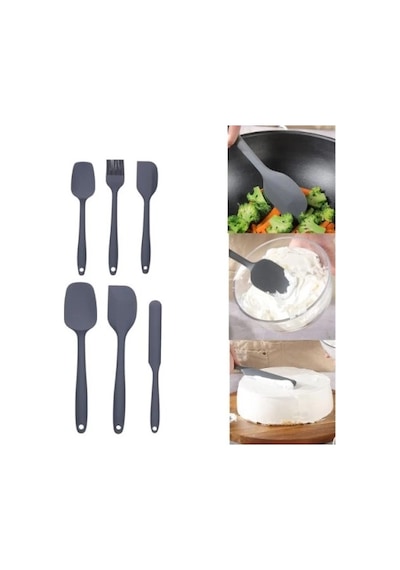 Silikon Spatula Ve Fırça Seti Gri