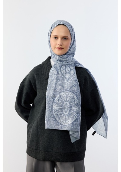 Mirsoy Scarf Mirayze Etnik Desen Şal Füme