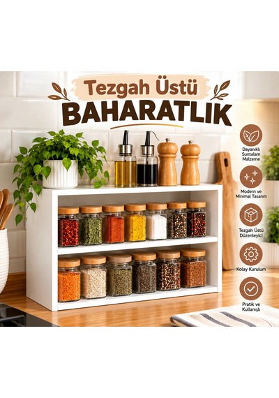Tezgah Üstü Baharatlık Beyaz
