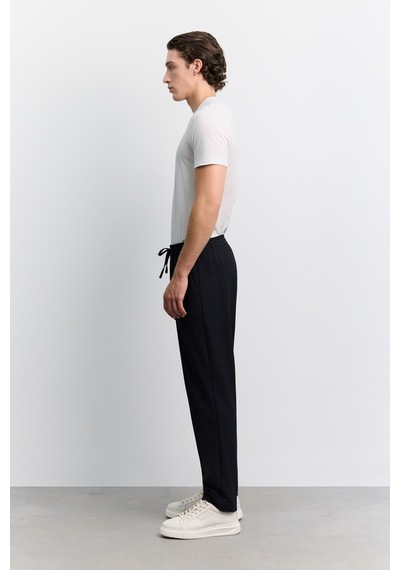 Avva Erkek Lacivert Beli Lastikli Bağcıklı Kolay Ütülenen Relaxed Fit Jogger Pantolon A62y3041