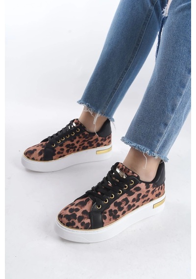Mevese Elora Bağcıklı Konfor Taban Kadın Sneaker Kahverengi