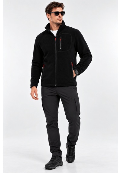 Genius Store Unisex Polar Tam Fermuarlı 3 Cepli Tüylenme Yapmaz Soğuğa Karşı Dayanaklı Spor Erkek-kadın Polar Tekli Siyah