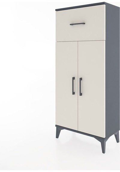 Hyperion Dolap 2 Raflı Tek Çekmeceli 2 Kapaklı 60x44x134 Antrasit-aytaşı Antrasit