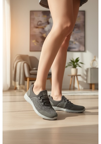 Enoch Kadın Esnek Tabanlı Günlük Spor Ayakkabı Slip-on Yürüyüş Sneaker Füme