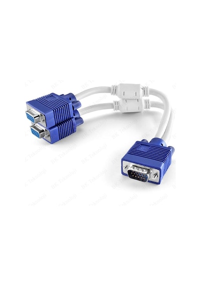 Yüksek Kalite Vga Çoklayıcı Monitör Kablosu 1 Giriş 2 Çıkış