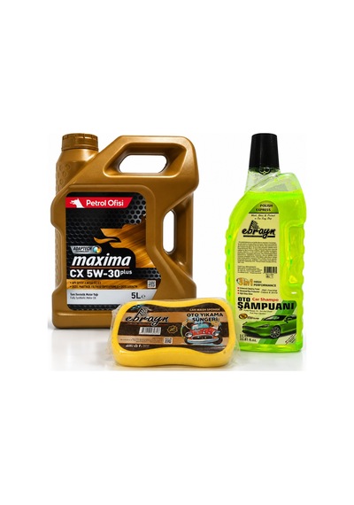 Petrol Ofisi Maxima CX Dpf Partiküllü 5wW-30 5 Litre + Oto Şampuan 1000 Ml + Yıkama Süngeri