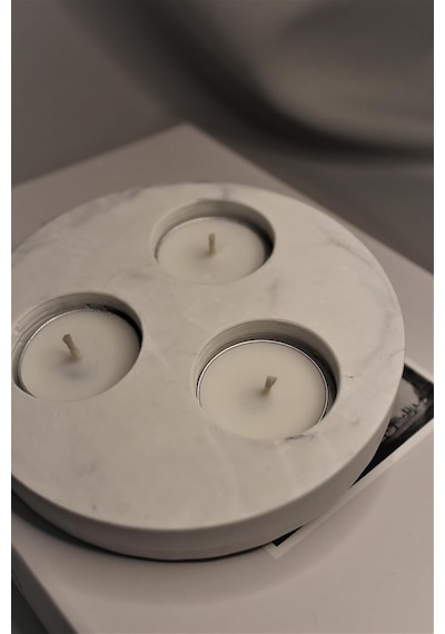 Bottiko Bottiko Beton 3 Göz Tealight Mumluk Beyaz Diğer