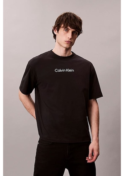 Calvin Klein Erkek Regular Fit Yazı Baskılı Pamuklu T-shirt - Siyah Black