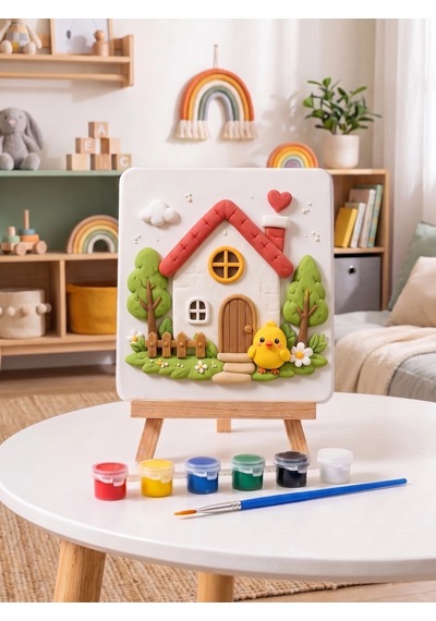 15x15 Sevimli Ev Taş Boyama Seti Çocuk Ve Yetişkin Hobi Kiti