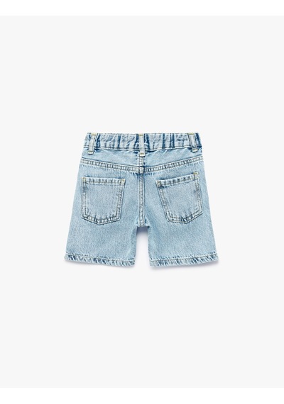Koton Pamuklu Düğmeli Cepli Denim Şort Orta İndigo 6smb40023td