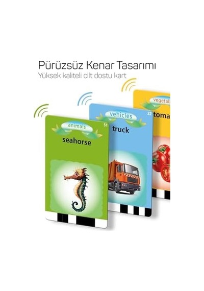 Erken Öğrenim Kartları- Ingilizce Konuşan Sesli Flash Kartlar 112 Kart 224 Görsel Pembe