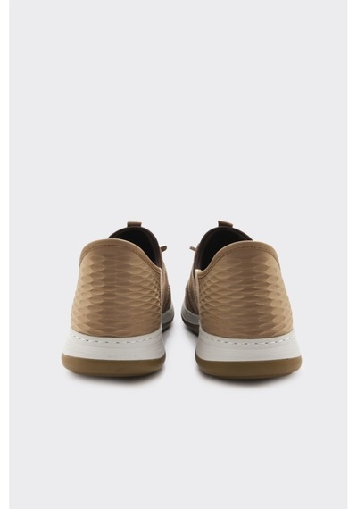 Derinet Hakiki Deri Lastik Bağcıklı Erkek Sneaker Kum Nubuk Kum Nubuk