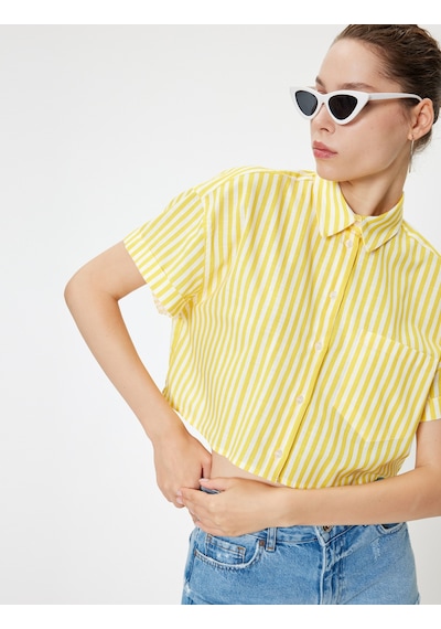 Koton Crop Gömlek Cep Detaylı Kısa Kollu Düğmeli Klasik Yaka Sarı Çizgili 4sal60260ıw Sarı Çizgili Koton Crop Gömlek Cep Detaylı Kısa Kollu Düğmeli Klasik Yaka Sarı Çizgili 4sal60260ıw Sarı Çizgili