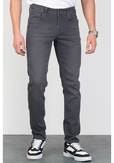 Erkek Koyu-Gri Slim Fit Dar Kesim Esnek Likralı Denim Jeans Kot P (492074509)