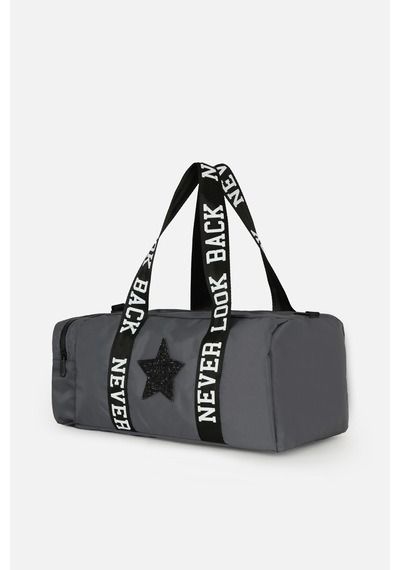 İcone Bag Çocuk Yıldız Logolu Spor Çanta, Çocuk Spor Çanta, Fermuarlı Detaylı Çocuk Spor Çanta Gri