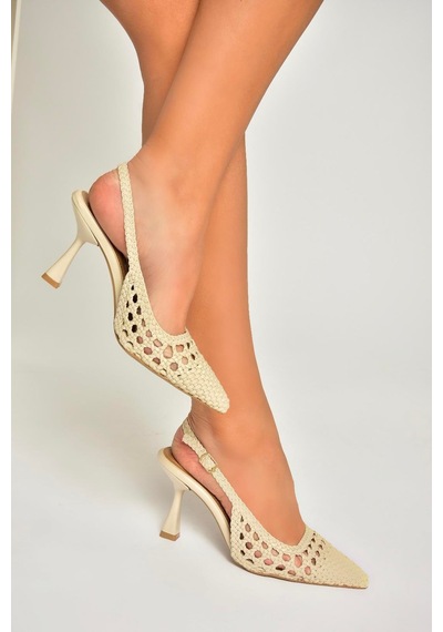 Fox Shoes U250580509 Bej İnce Topuklu Kadın Ayakkabı Bej