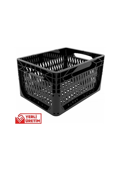 Alpbx Delikli Siyah Plastik Kasa 40x30x22 Cm - Sepet 21 Litre Siyah