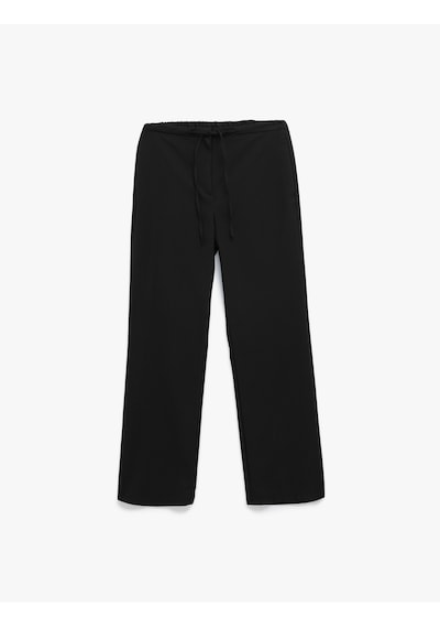Koton Normal Bel Beli Bağcıklı Düz Paça Pantolon Siyah 6wak40024pw Siyah