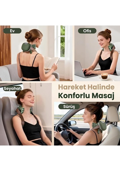 4d Kablosuz Isıtmalı Boyun Masaj Cihazı 3 Seviyeli 2000mah Le-nm26