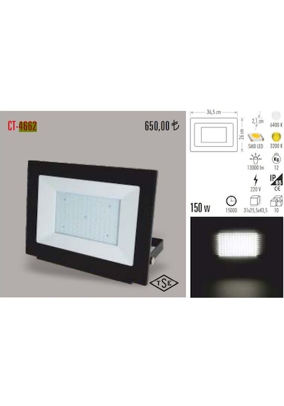 Cata Ct-4662 Slim Led Projektör 150w Beyaz N11.590