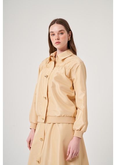 Oe25y939638 Omelya Tafta Bomber Ceket Tereyağı