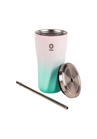 Paslanmaz Çelik Renk Geçişli Pipetli Mug Termos 500 Ml No:79 Çok Renkli