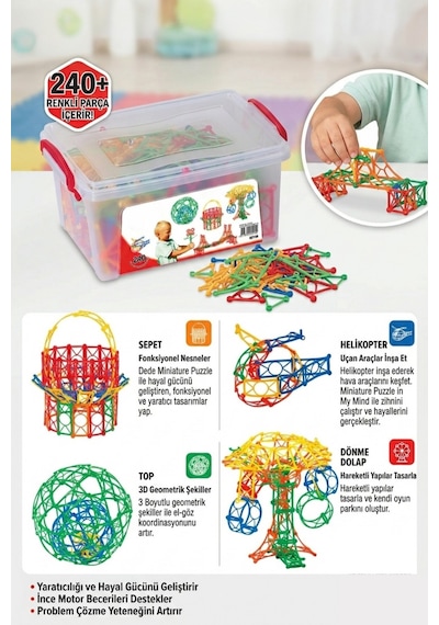 240 Parça 3 Boyutlu Eğitici Yapı Blokları Zeka Geliştirici Puzzle Seti