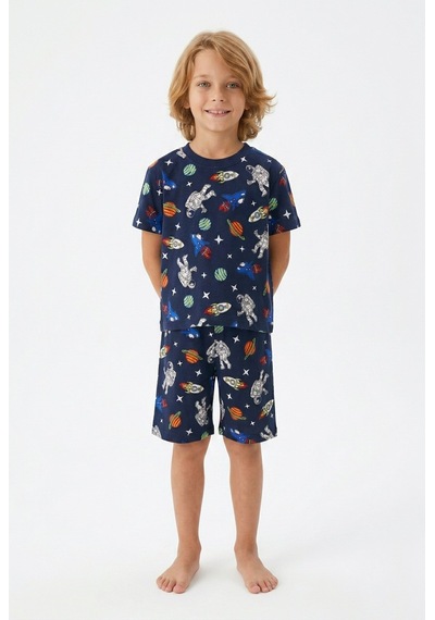 Alkın Kids 3-13 Yaş Erkek Çocuk Gezegen Desenli %100 Pamuklu Kısa Kollu Şortlu Pijama Takımı Lacivert Alkın Kids 3-13 Yaş Erkek Çocuk Gezegen Desenli %100 Pamuklu Kısa Kollu Şortlu Pijama Takımı Lacivert