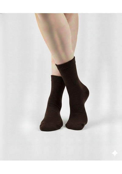 Ozzy Socks Kadın 4 Çift Bambu Lastiksiz Sıkmayan Diabetik Bilek Çorap Kahverengi