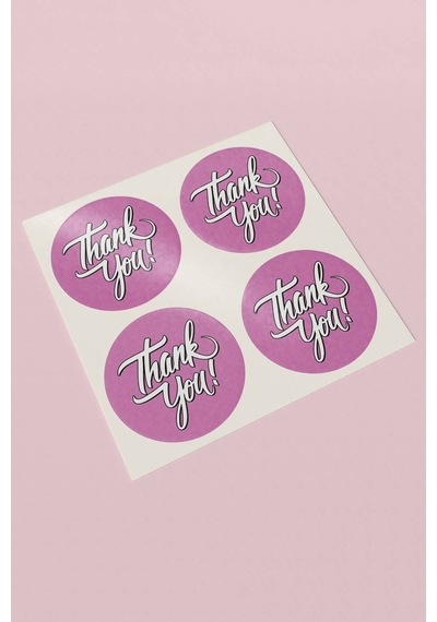 Lila Thank You Kargo Sticker 3x3cm St2165 Çok Renkli