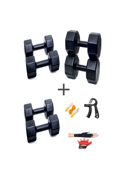 Ps Spor 3 Çift Dambıl Set 3 Kg + 5 Kg + 7 Kg + Eldiven Ayarlanabilir Sayaçlı Yay Ve Atlama İpi