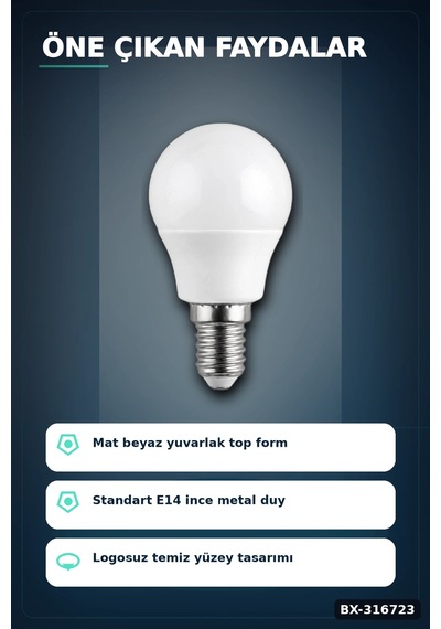 Led Top Ampul E14 İnce Duy 6w 6500k Beyaz Işık 540 Lümen Avize Aplik Ampulü Bx-316723 1