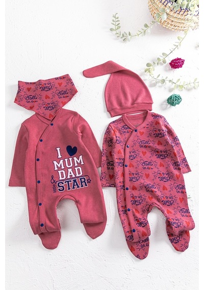 Babymod I Love Mum & Dad Baskılı 2'Li Bebek Tulum Takım