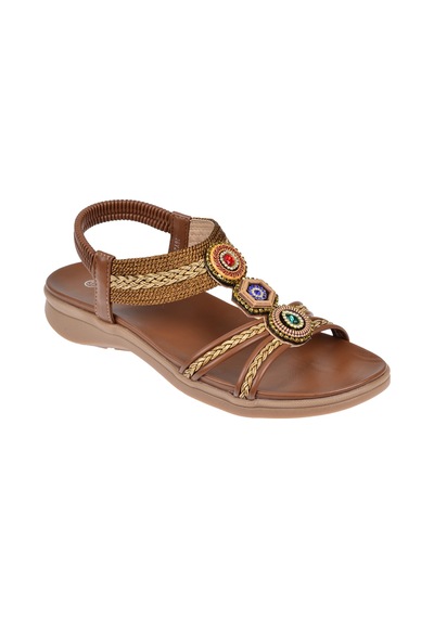 Guja Taş Detaylı Comfort Kadın Sandalet Gj-26y24015 Kahve