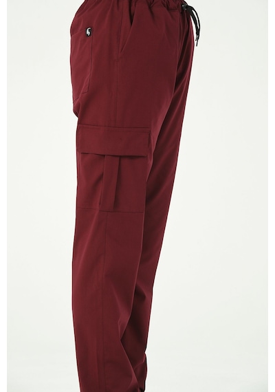 Bordo Likralı Kargo Cep Doktor Hemşire Forması Tek Alt Unisex