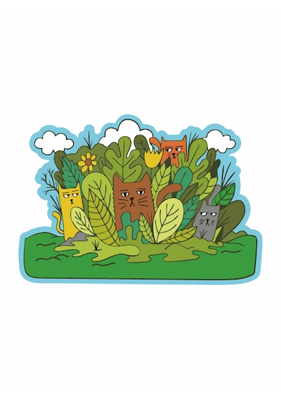 Kedi Aile Kedigiller Sticker Araba Oto Motosiklet Karavan 02504 15x10 Cm