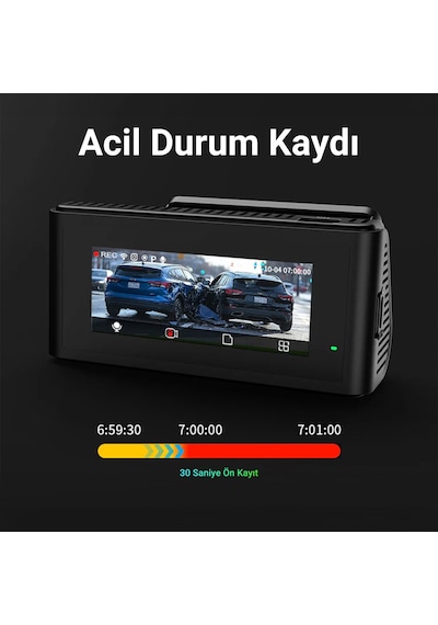 Kawa D11 2 Kameralı Ön / Arka 4k+1080p Sony Starvıs Sensörlü Yapay Zeka Destekli Wi-fi Gps'li Araç Kamerası