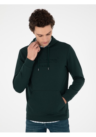 Zümrüt Regular Fit Kapüşonlu Sweatshirt Yeşil