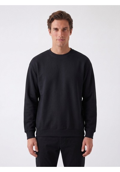 Noux 3 İplik Pamuk Sweatshirt Siyah