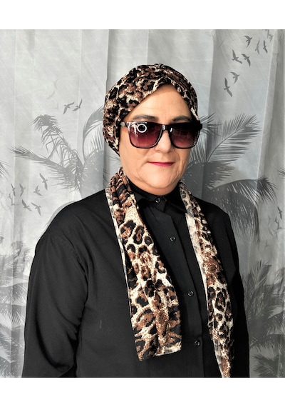 Blue Trend Desenli Dubai Dış Bone Şal 37