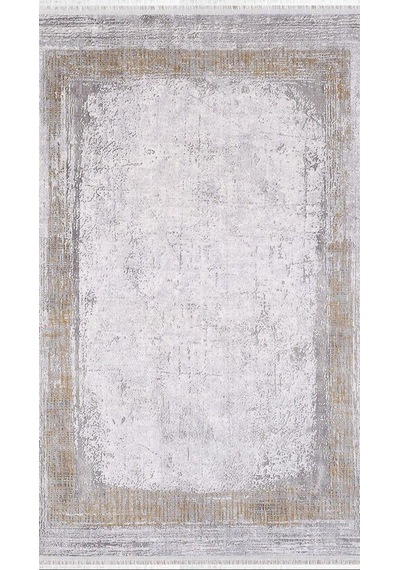 By Özer Halı Gri Renk Vizon Bordürlü Modern Artemis Halı Barok 02242a Salon Halısı Çok Renkli
