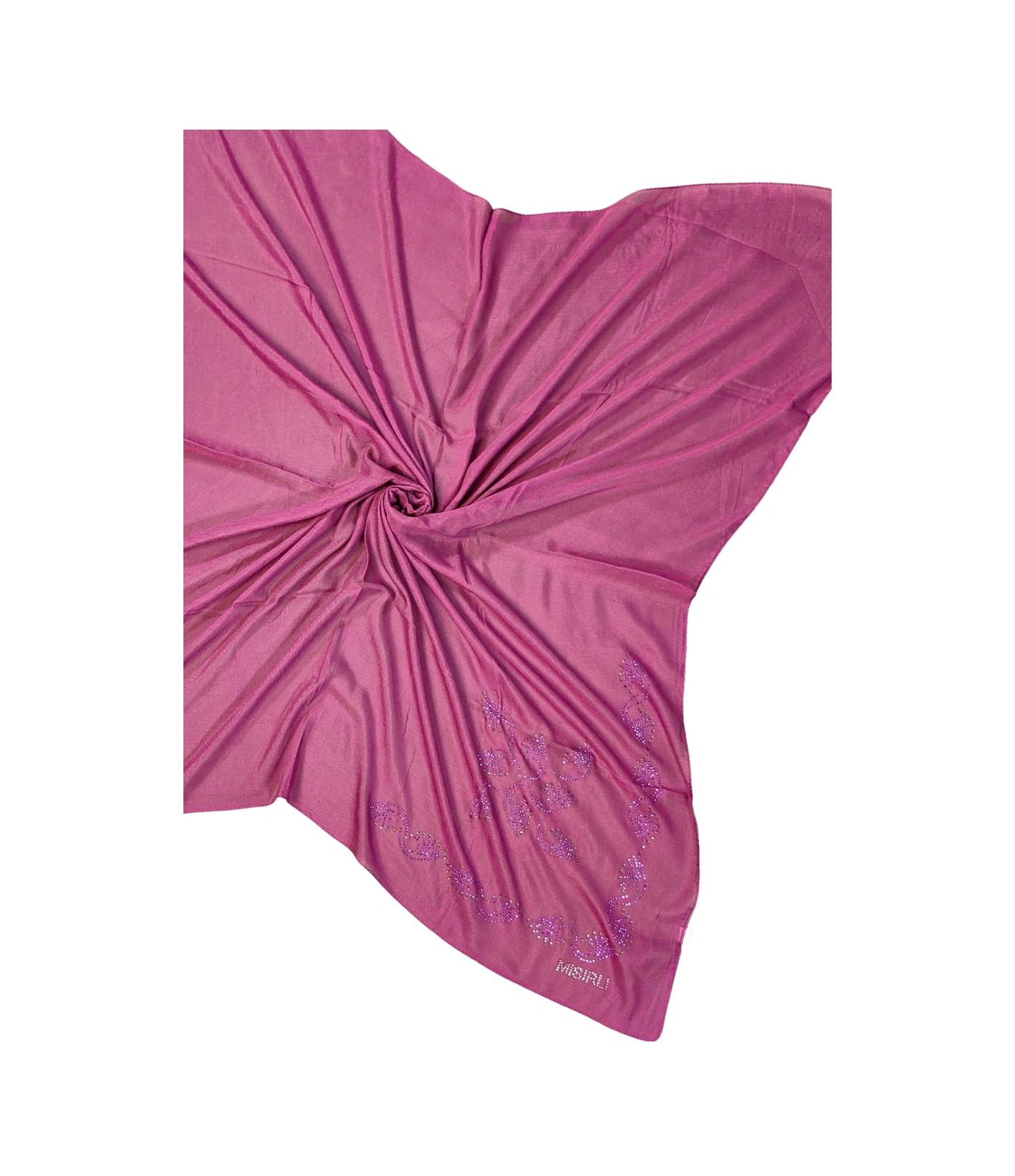 Mim Eşarp Mısırlı Eşarpları Taşlı Pamuklu Yazma Eşarp - 100x100 Cm Fuşya