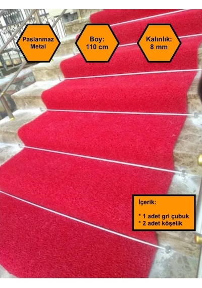 Gri Halı Tutturgaç Çubuğu, Halı Yolluk Kilim Sabitleme Aparatı 110 Cm Gri