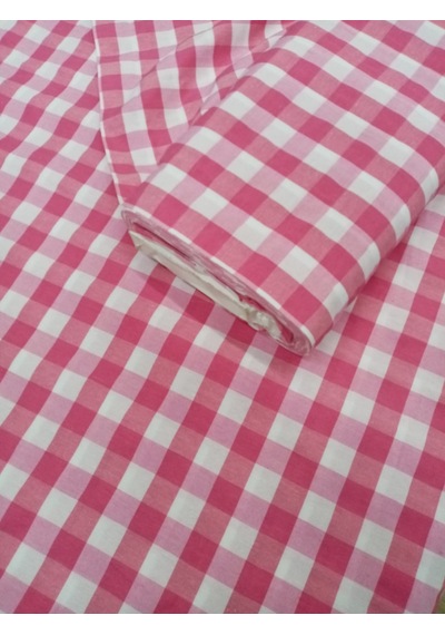 Hayat Home Pembe Kareli Zefir Kumaş Masa Örtüsü Sofra Örtüsü