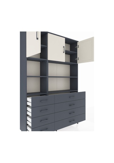 Arges Dolap 8 Raflı 8 Çekmeceli 3 Kapaklı 132x30x195 Antrasit-aytaşı/antrasit Aytası/antrasıt Arges Dolap 8 Raflı 8 Çekmeceli 3 Kapaklı 132x30x195 Antrasit-aytaşı/antrasit Aytası/antrasıt