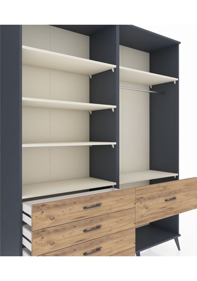 Hyperion Gardrop 6 Raflı 5 Çekmeceli Tek Askılı 176x44x221 Antrasit-aytaşı/çam Aytaşı/çam Hyperion Gardrop 6 Raflı 5 Çekmeceli Tek Askılı 176x44x221 Antrasit-aytaşı/çam Aytaşı/çam