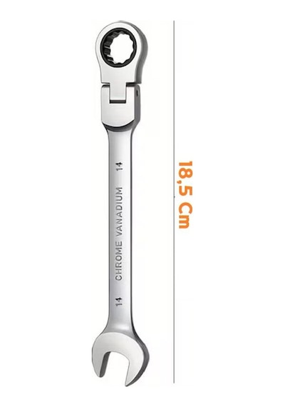 Zhltools Hareketli Mafsallı Cırcır Anahtar 14 Mm Chrome Vanadium