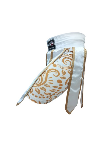 Dragondo Mt3031 Muay Thai Kick Boks Şortu Taytlı Püsküllü Şort Beyaz