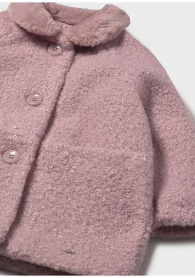Mayoral Kız Bebek Kürklü Kaşe Kaban Pembe